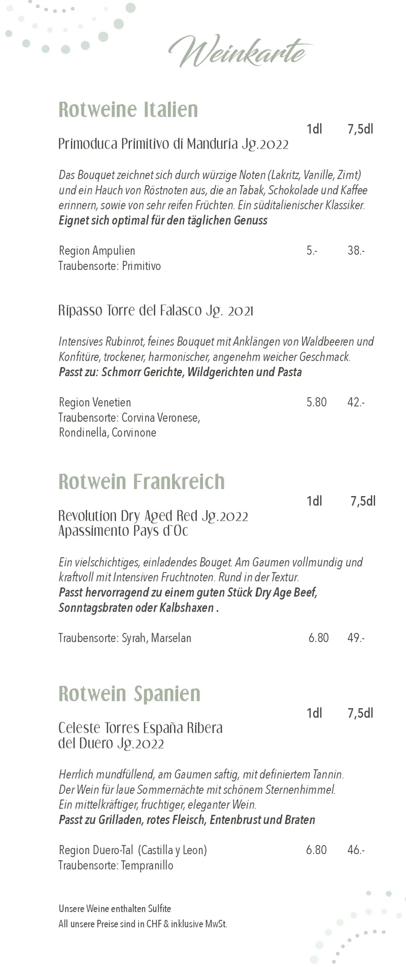 Weinkarte, Seite 3 von 4